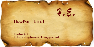 Hopfer Emil névjegykártya